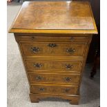 Small reproduction Georgian chest of drawers with brushing slide & burr walnut veneer Ht 76cm D 36cm