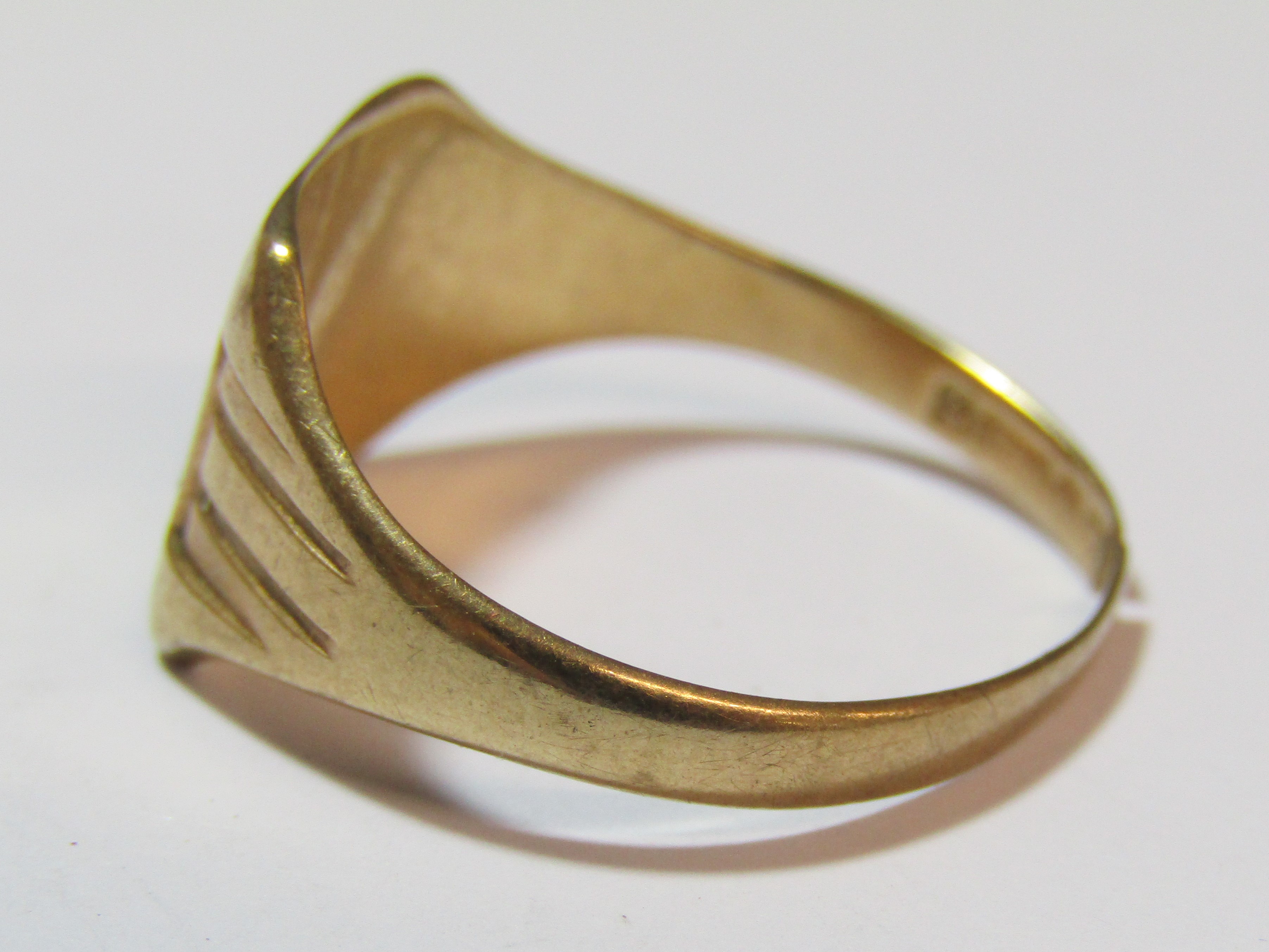 3 rings - 9ct gold signet ring engraved 'EDH' ((broken), ring size Q 2.3g - tested as 9ct with cubic - Image 11 of 14
