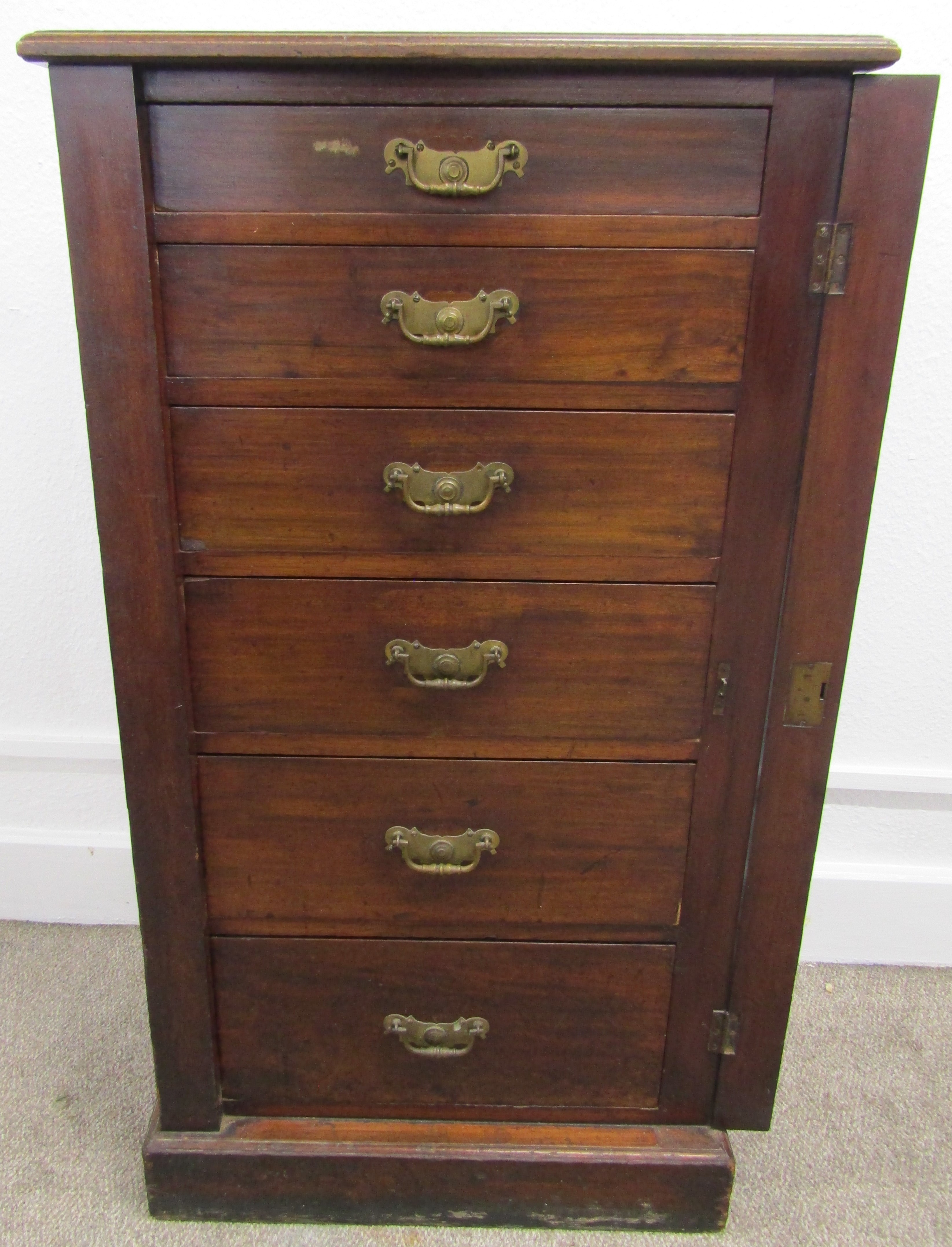 Victorian mahogany Wellington chest (with hinged side lock) Ht 104cm W 61cm D 40cm - Image 3 of 5