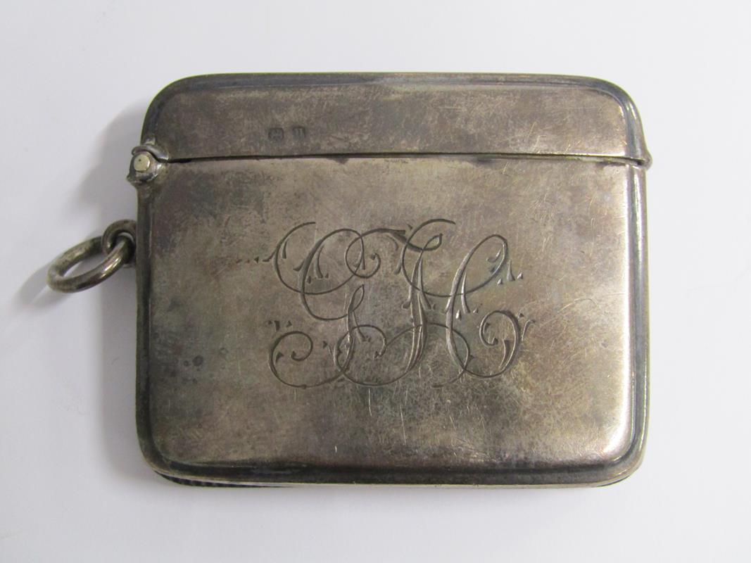 Silver cigarette cases & vesta case with a brass and mother of pearly inlay / abalone lighter - JH - Image 6 of 11