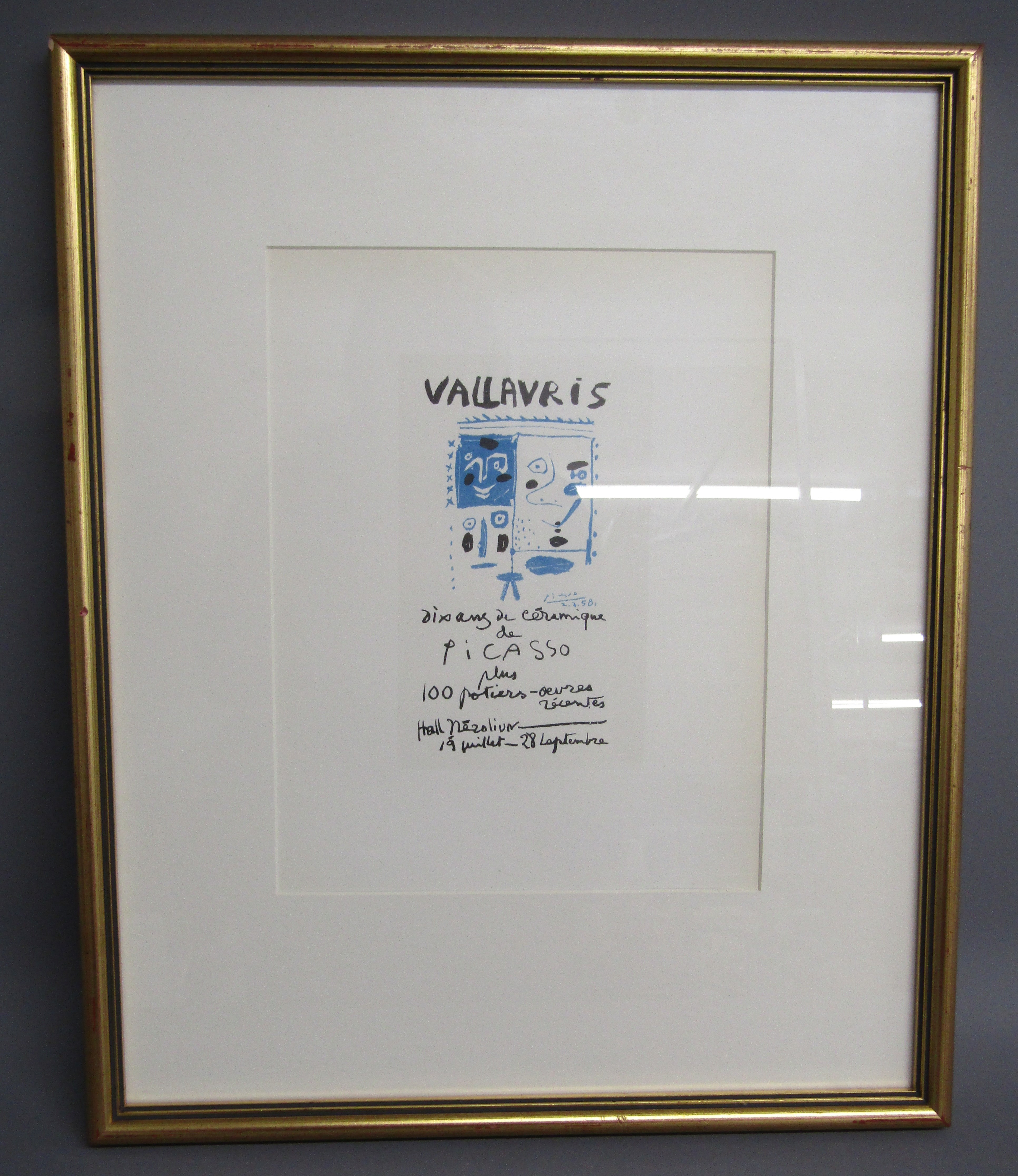 Framed Pablo Picasso plate signed lithographic print 'Vallauris' by Fernand Mourlot France - 50cm - Image 2 of 4