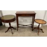 Regency style drum table, Regency style wine table and a side table