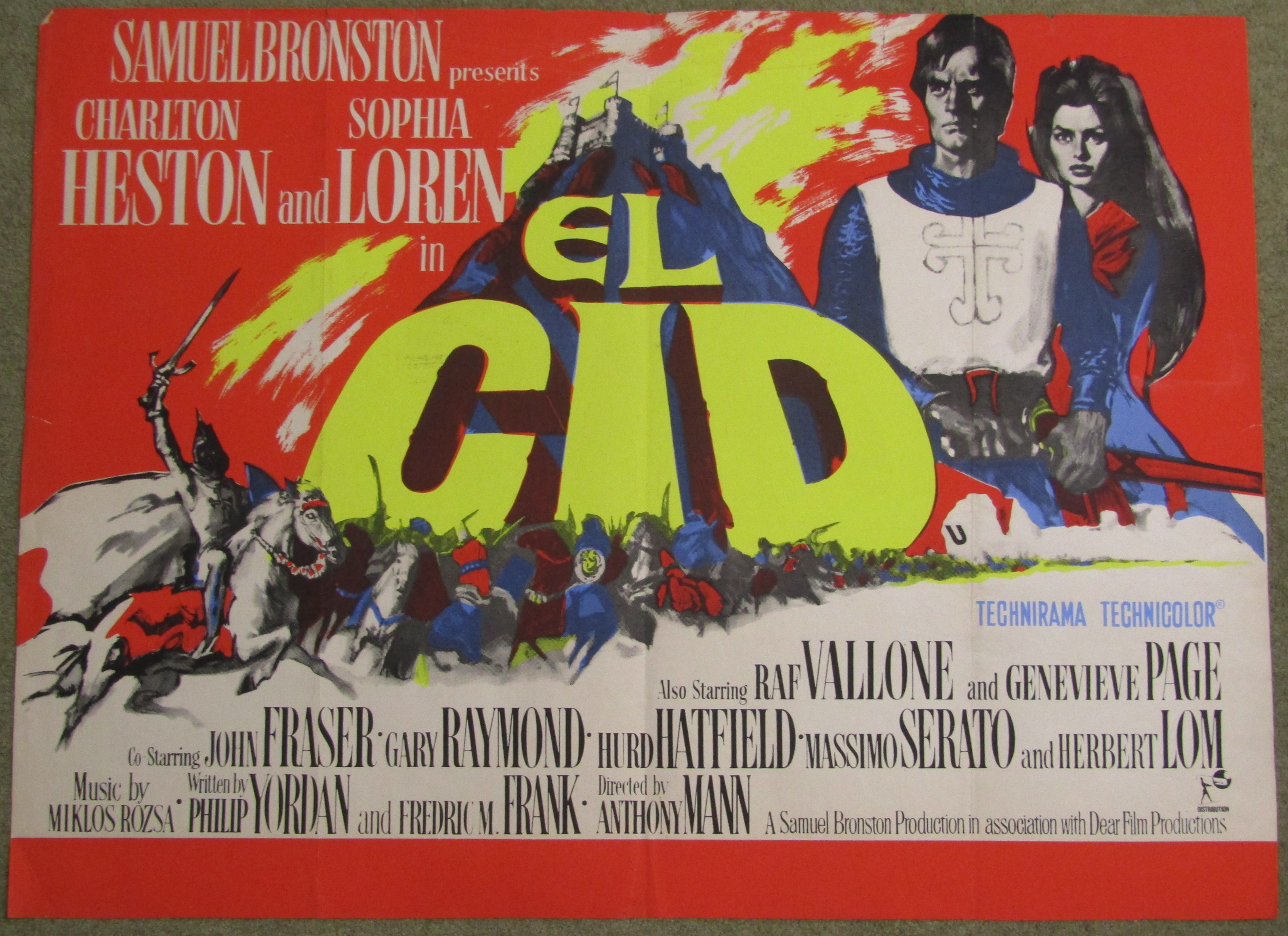 Film posters - Charlton Heston & Sophia Loren in El CID - Gregory Peck & Sophia Loren in Arabesque - - Image 2 of 4