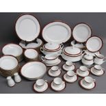 Noritake Legendary Red Marble with gold detail dinner plates, side plates, fruit saucers, coffee