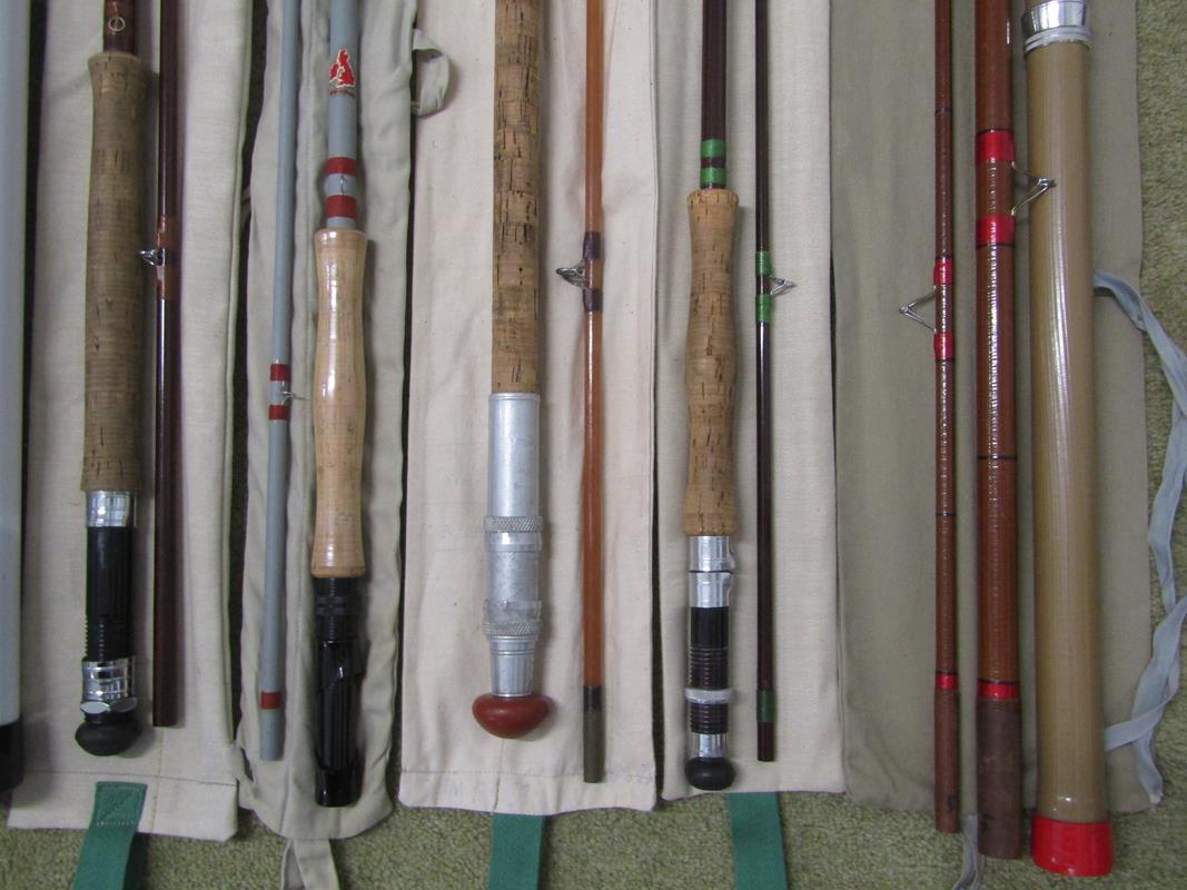 5 fishing rods and 2 plastic holders - 2 piece 8ft Milbro Pelican fibreglass spinning rod made in - Bild 2 aus 6