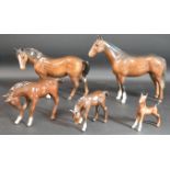 5 Beswick horses including 3 foals