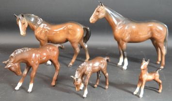 5 Beswick horses including 3 foals