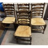 4 rush seated ladder back chairs