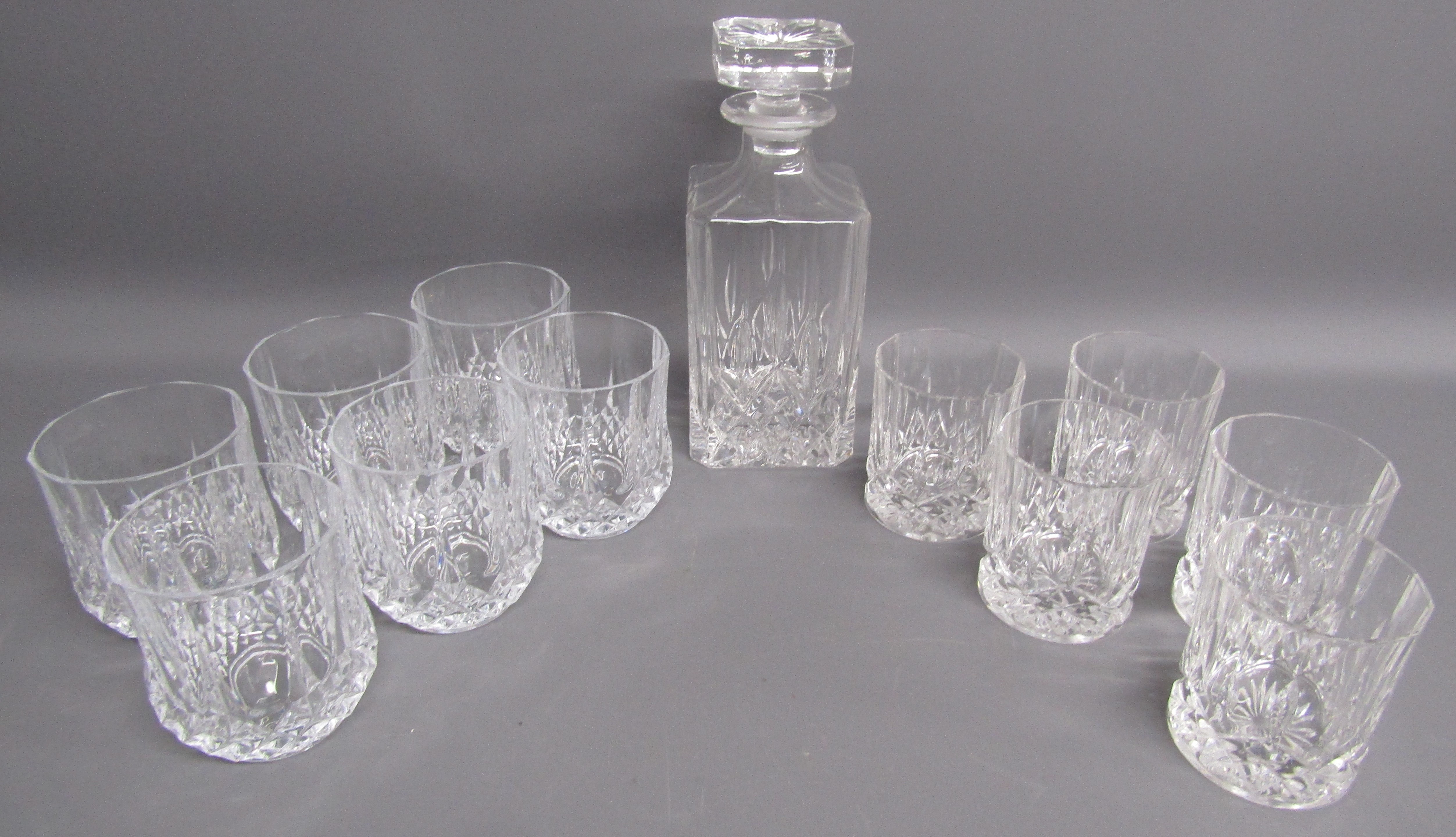Crystal decanter and whiskey tumblers