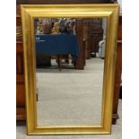 Large plain gilt frame wall mirror 97cm by 66cm