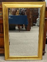 Large plain gilt frame wall mirror 97cm by 66cm