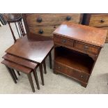 Small Regency style cabinet & a nest of tables