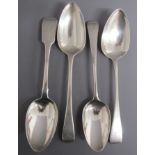 4 silver serving spoons monogrammed with 'S' - possibly Solomon Houghman London 1815 - possibly