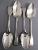 4 silver serving spoons monogrammed with 'S' - possibly Solomon Houghman London 1815 - possibly