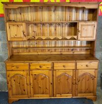 Modern pine dresser in 2 sections Ht 190cm W 176cm D 45cm