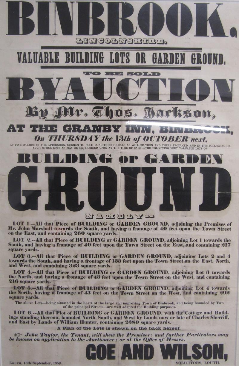 Auction poster and 2 pictures - Goe and Wilson Solicitors, Louth, 13th September 1859 auction poster - Image 3 of 11