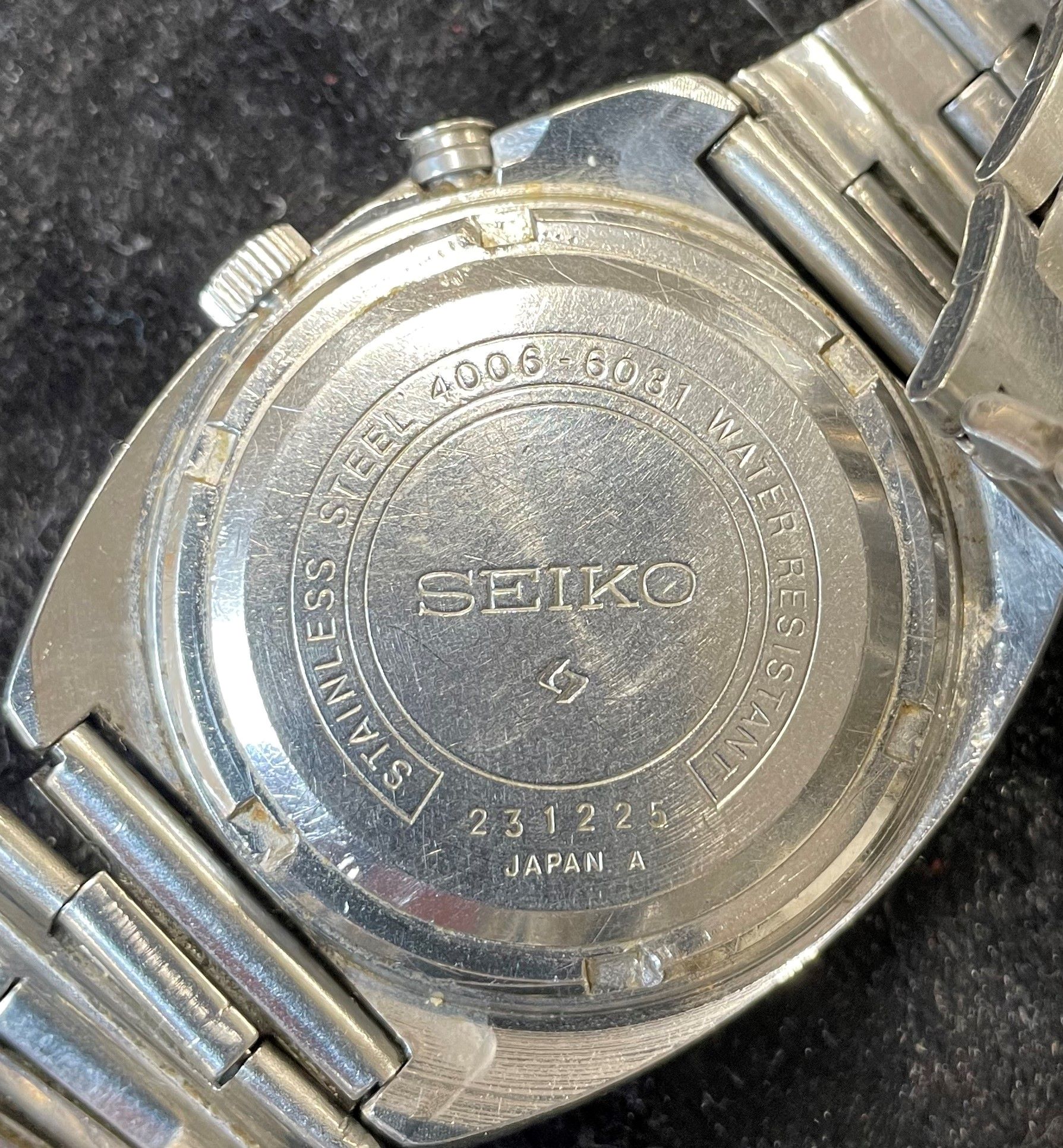 Vintage Seiko Bell-Matic gents alarm wristwatch in a steel case with automatic movement, blue - Image 5 of 5