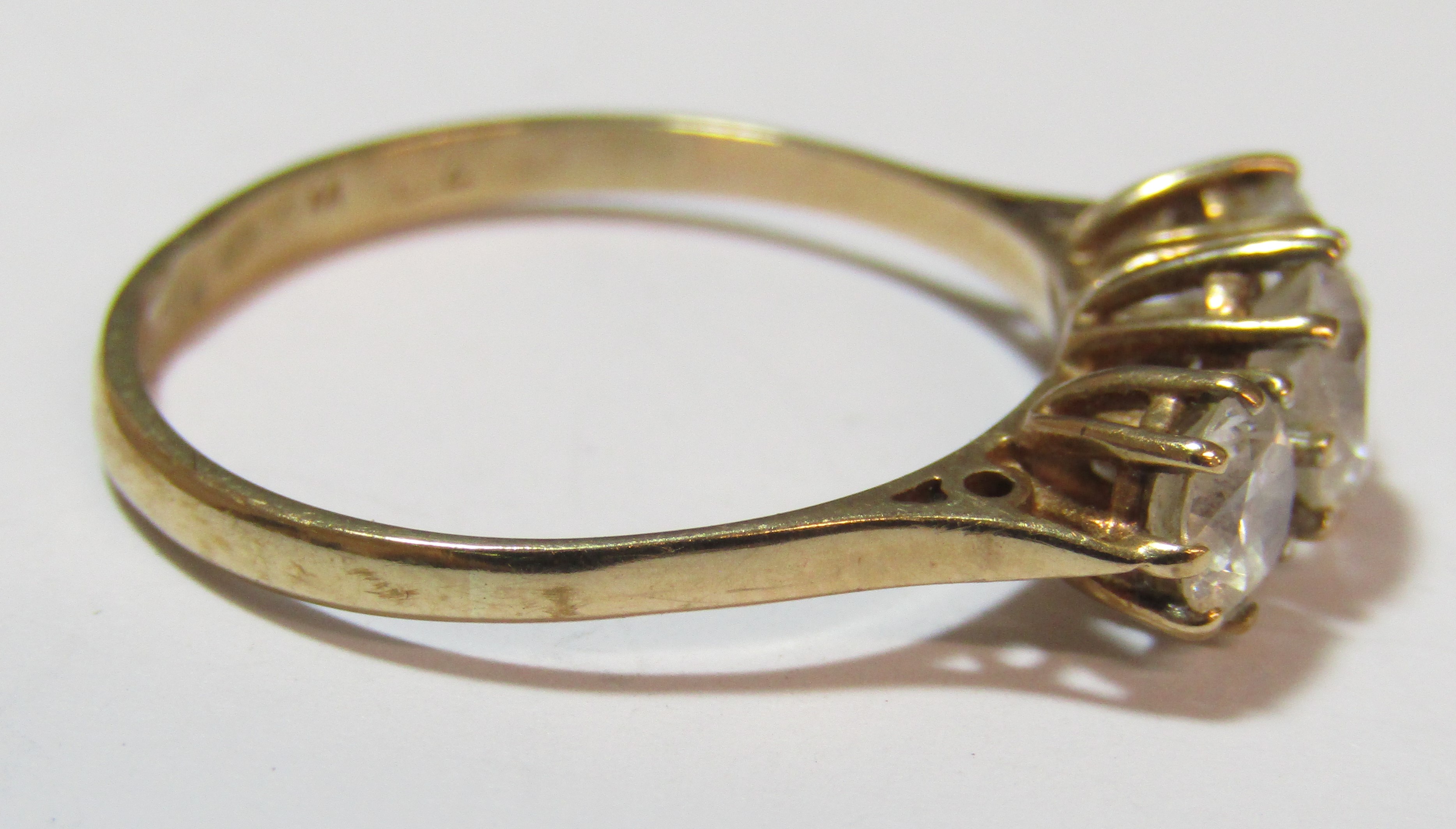 3 rings - 9ct gold signet ring engraved 'EDH' ((broken), ring size Q 2.3g - tested as 9ct with cubic - Image 9 of 14