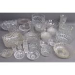 Collection of crystal and glassware, bowls, fruit set, cake stand, trifle dish, celery vase, etc