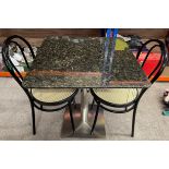 Marble top table & 2 chairs