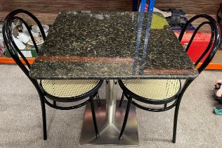 Marble top table & 2 chairs