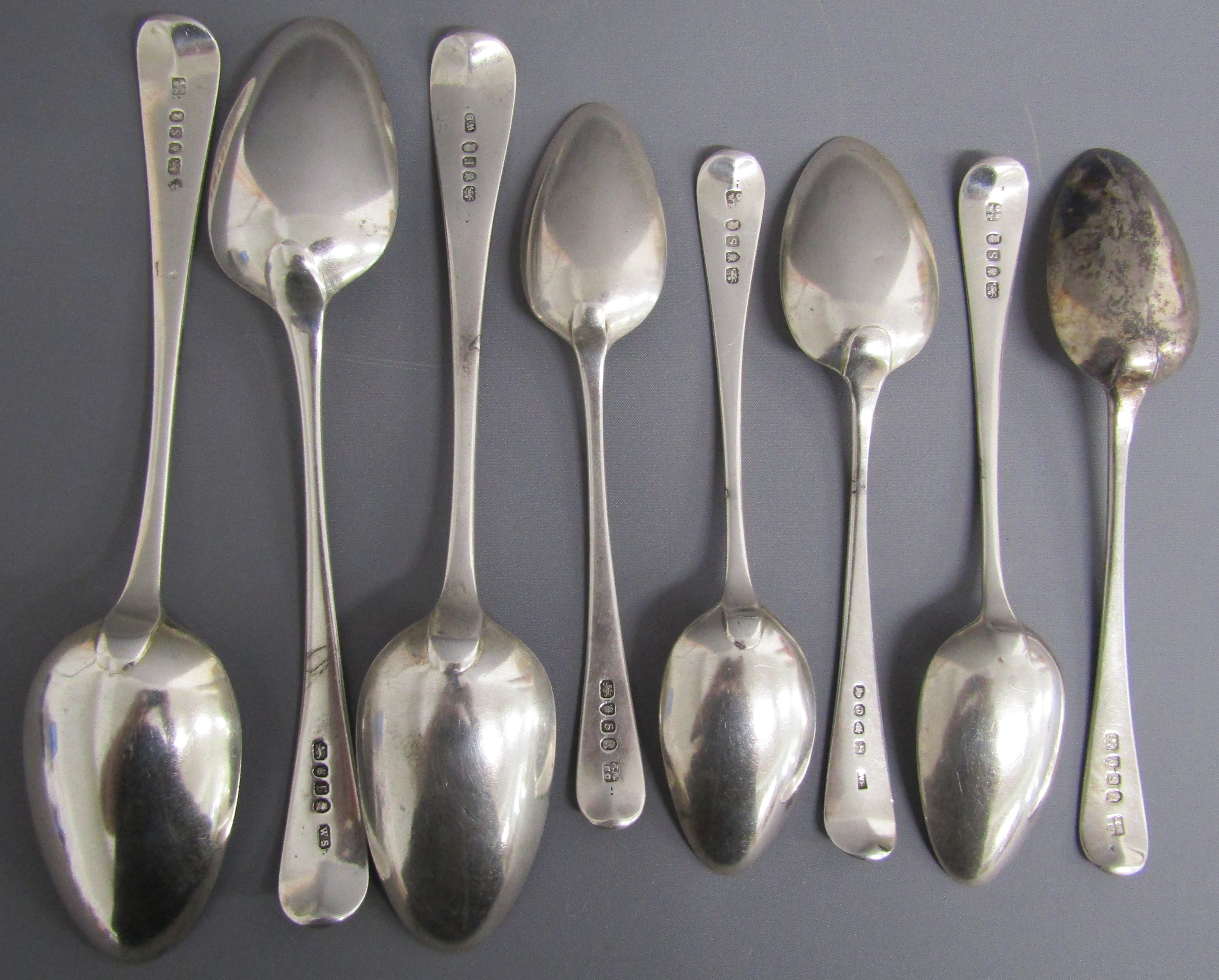 Selection of silver serving and tablespoons monogrammed with an anchor - 2 serving spoons possibly - Image 2 of 6