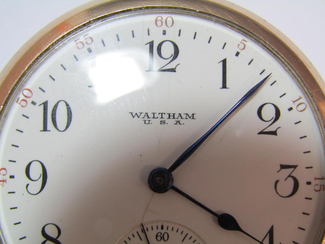 Waltham U.S.A 645 21 jewels gold plated pocket watch - winds easily - currently ticking - Image 2 of 6