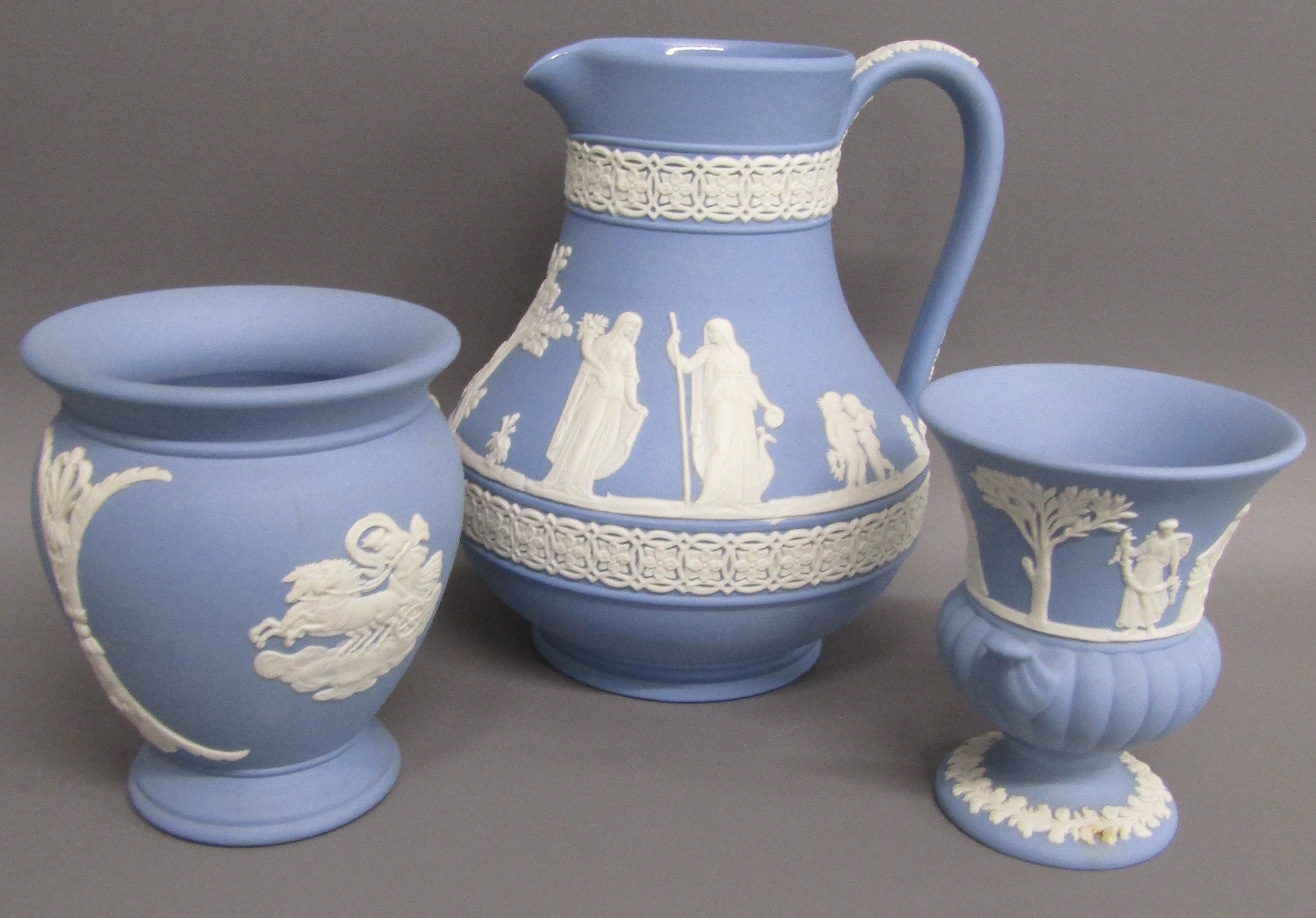 Wedgwood Jasper ware in dark blue, light blue, green and lilac, includes 'The Dancing Hours' Danbury - Image 5 of 7