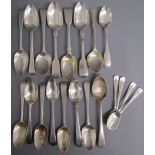 Mixed collection of silver teaspoons includes possibly Robert Wallis London 1840, Viners Sheffield