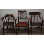 Early 20th century smokers bow chair, armchair & an open armchair. Measurements (as seen in photo)