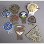 Collection of car badges includes AA, RAC, Lincolnshire Automobile Club, BMA, the Camping Club,