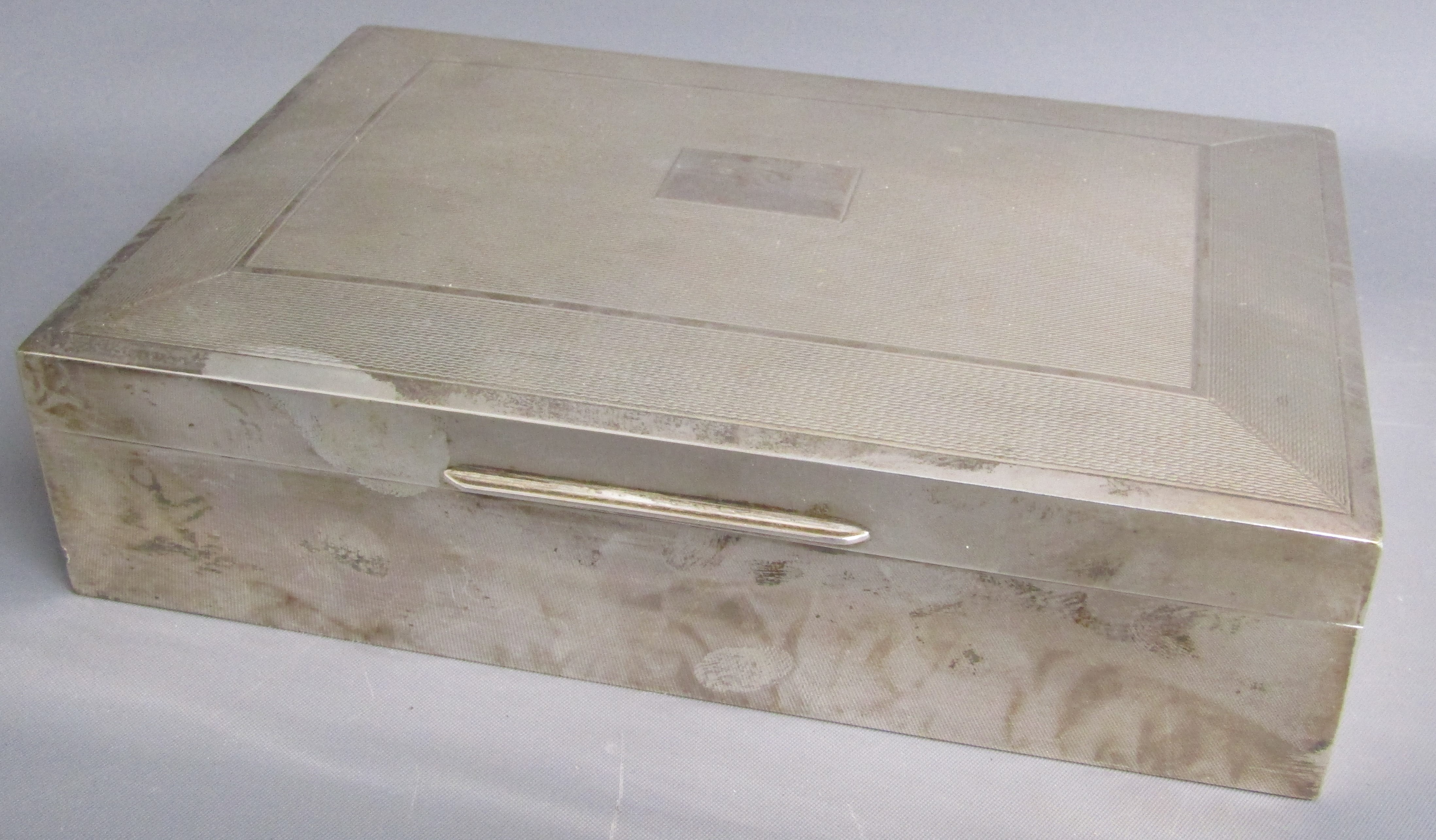 Viner's wood lined silver cigarette box with 2 boxes of matches, Sheffield 1962  - approx. 16.5cm - Bild 7 aus 16