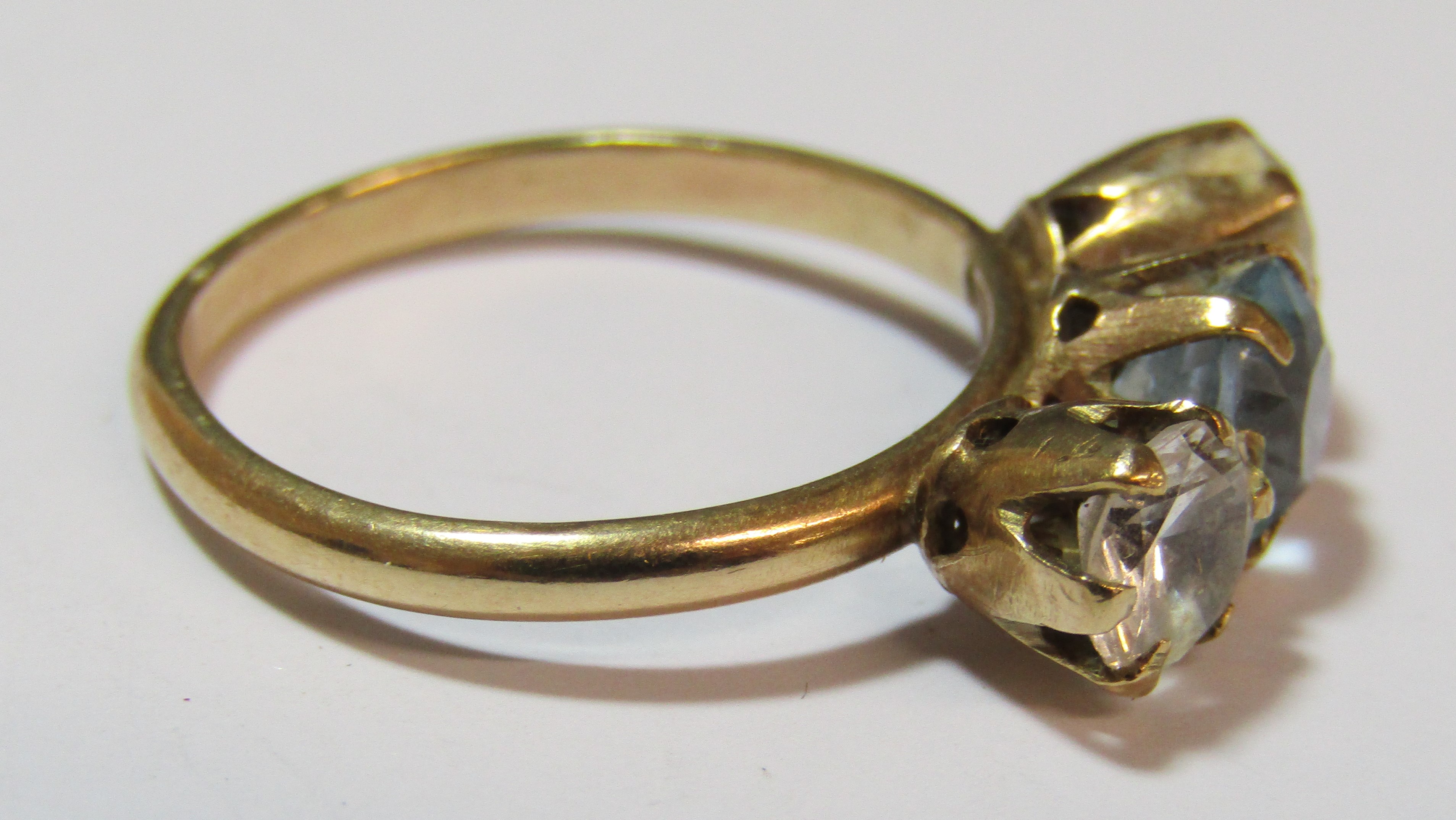 3 rings - 9ct gold signet ring engraved 'EDH' ((broken), ring size Q 2.3g - tested as 9ct with cubic - Image 5 of 14
