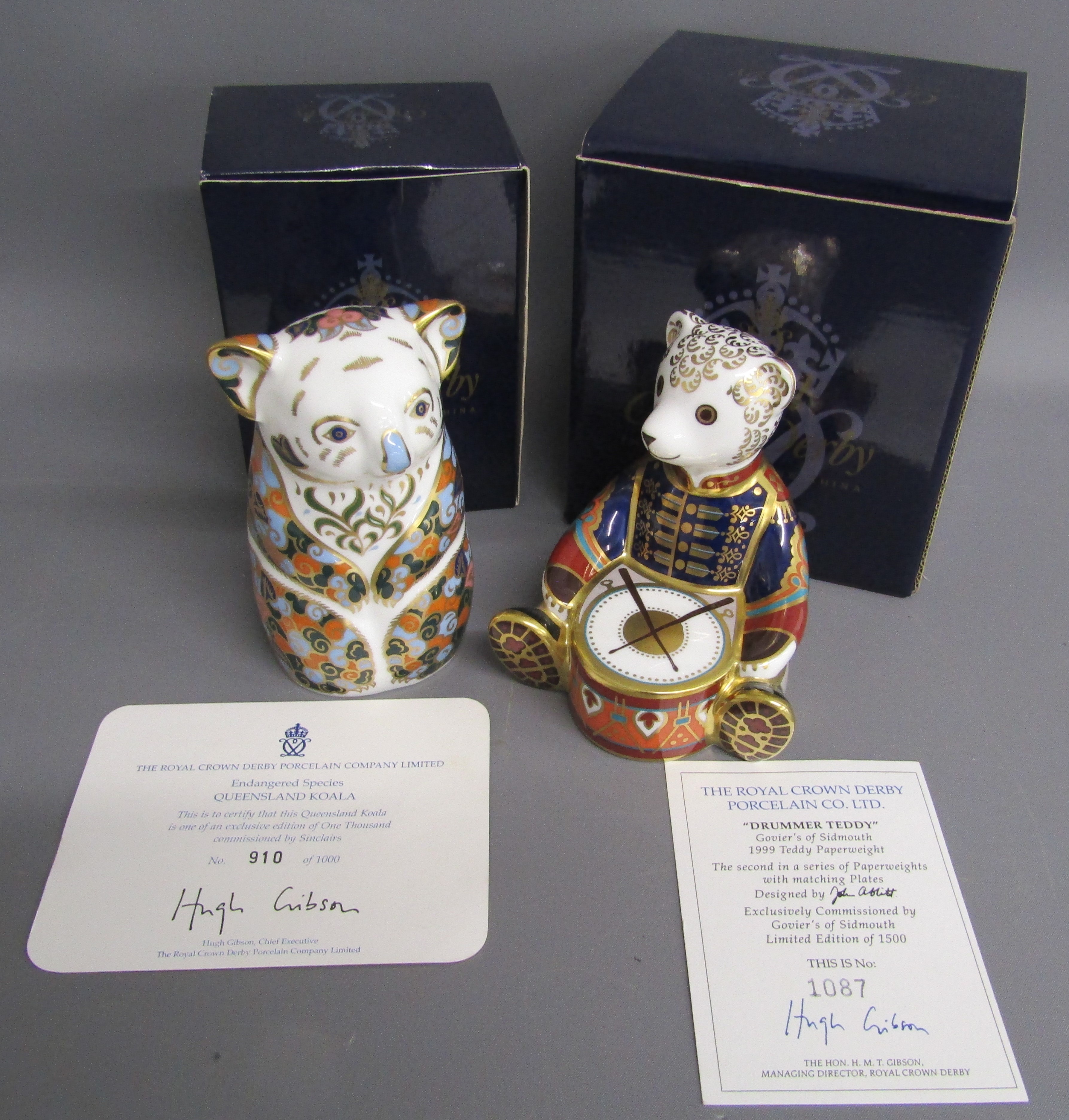 2 Royal Crown Derby paperweights -  Endangered Species Queensland Koala limited edition 910/1000 &