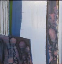 Framed abstract oil on board - 63cm x 62cm
