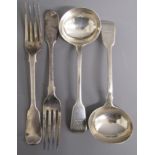 2 silver forks and 2 ladles, William Cripps London 1825 -  - total weight 8.8 ozt