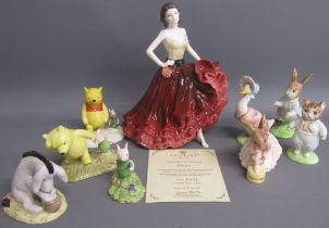 Royal Doulton Winnie the Pooh figures, 'The more it snows, tiddley pom' - 'The Windy Day' - Eeyore