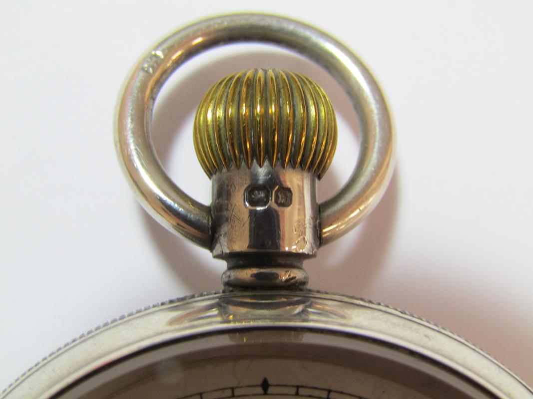 Silver A.W.W & Co Waltham Mass top wind pocket watch stamp to crown and ring (currently working) - Image 4 of 9