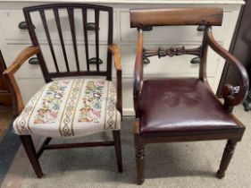 Two early 19th century carver dining chairs