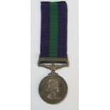 Elizabeth II Cyprus medal - 23424797 PTE D OLSEN A.C.C - with purple and green ribbon