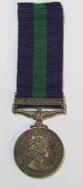 Elizabeth II Cyprus medal - 23424797 PTE D OLSEN A.C.C - with purple and green ribbon