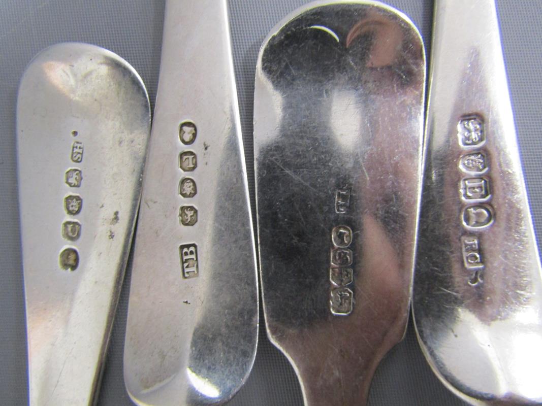 4 silver serving spoons monogrammed with 'S' - possibly Solomon Houghman London 1815 - possibly - Image 4 of 4