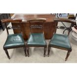 Victorian mahogany double gateleg table on 6 legs & 3 William IV rosewood dining chairs