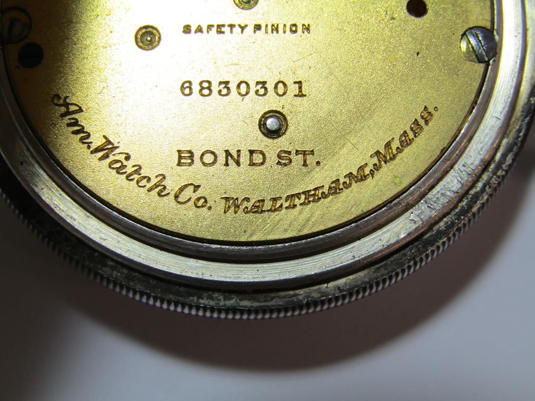 Silver A.W.W & Co Waltham Mass top wind pocket watch stamp to crown and ring (currently working) - Image 9 of 9