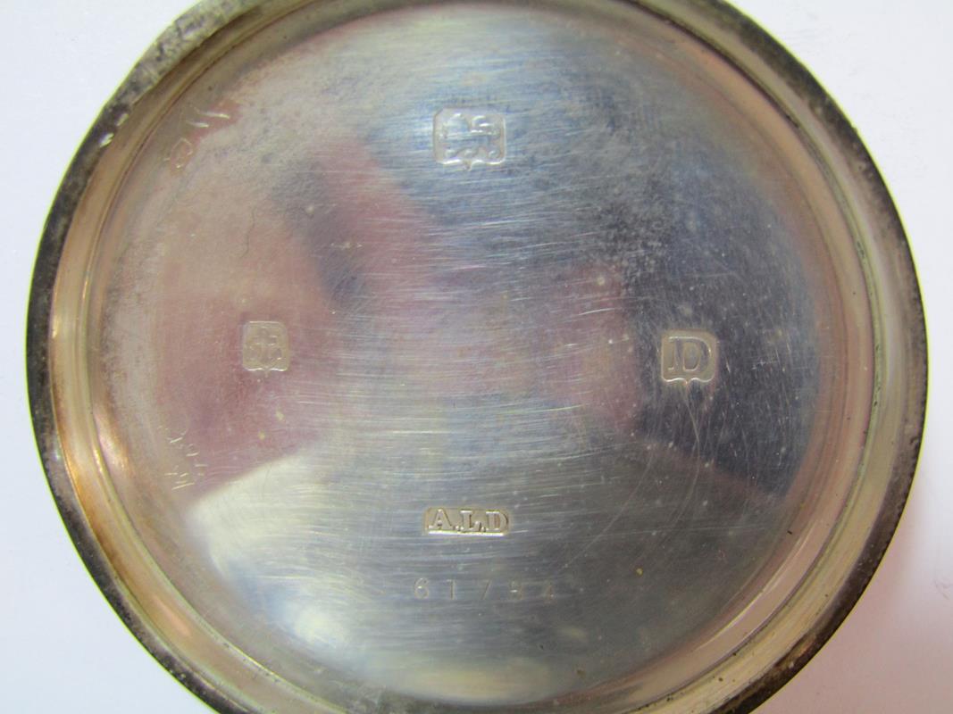 2 silver top wind pocket watches - Dennison 1928 (doesn't wind) & other back stuck but working - Image 5 of 10