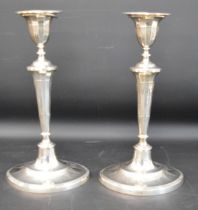 Pair of early 20th century silver candlesticks Thomas Bradbury & Sons, London 1903, 27cm high,