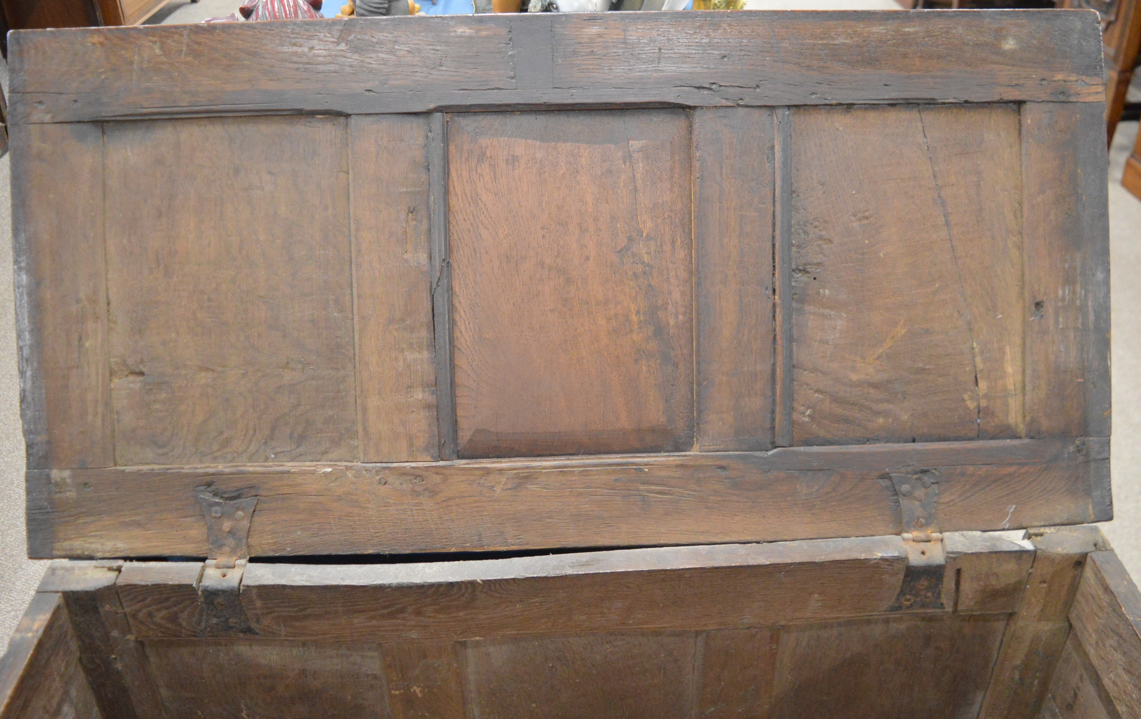 Georgian panelled oak coffer on stile legs 108cm W 52cm D 63cm H - Image 5 of 6