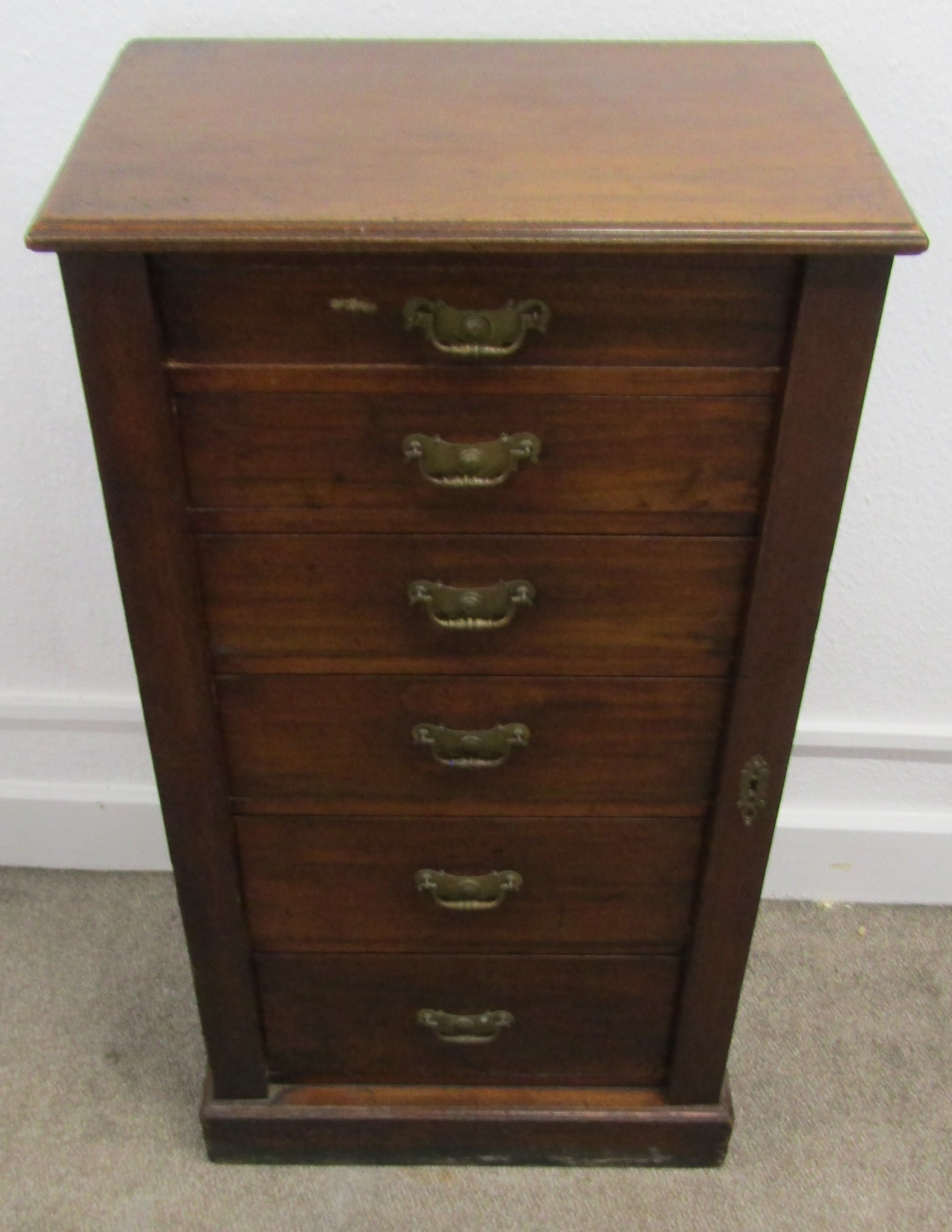Victorian mahogany Wellington chest (with hinged side lock) Ht 104cm W 61cm D 40cm - Image 2 of 5