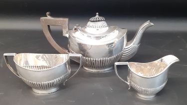 3 piece silver bachelor tea set, Birmingham 1922 11.13ozt