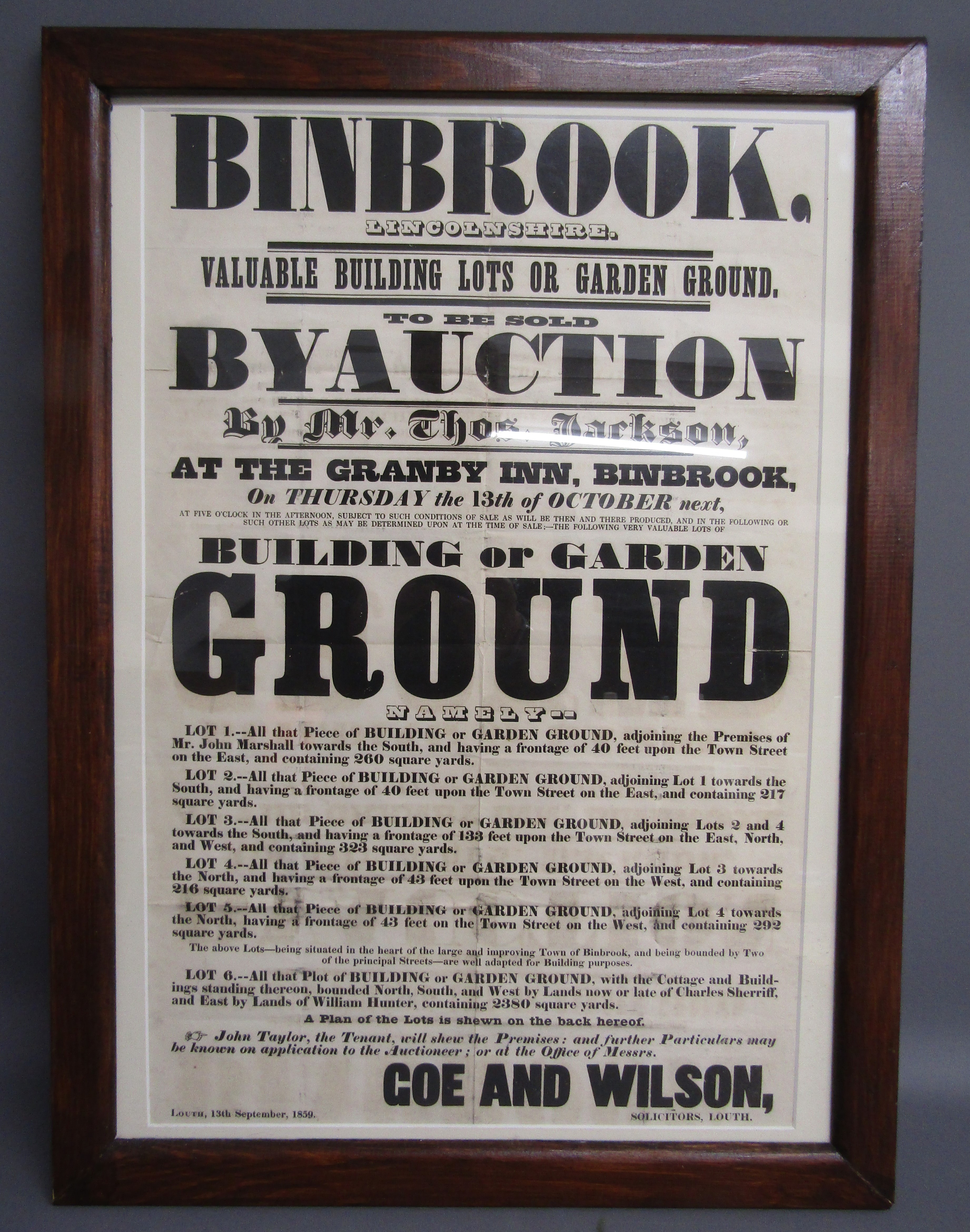 Auction poster and 2 pictures - Goe and Wilson Solicitors, Louth, 13th September 1859 auction poster - Image 2 of 11